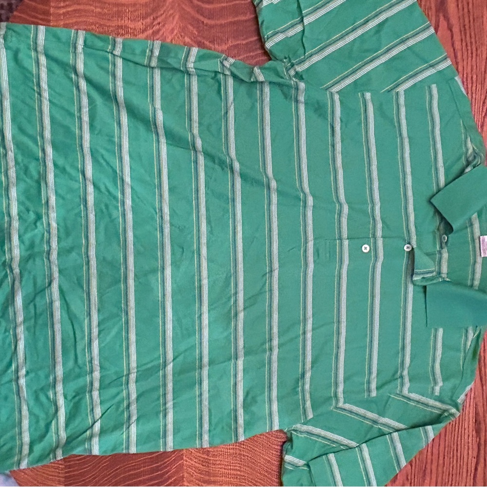Green Striped Men's Polo Shirt